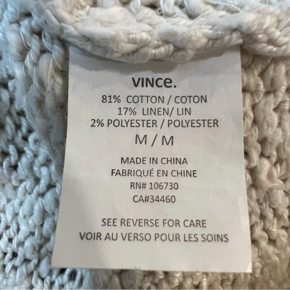 Vince. Marled‎ Black with Band of Cream at Bottom of Sweater. Size Medium. - Picture 5 of 7